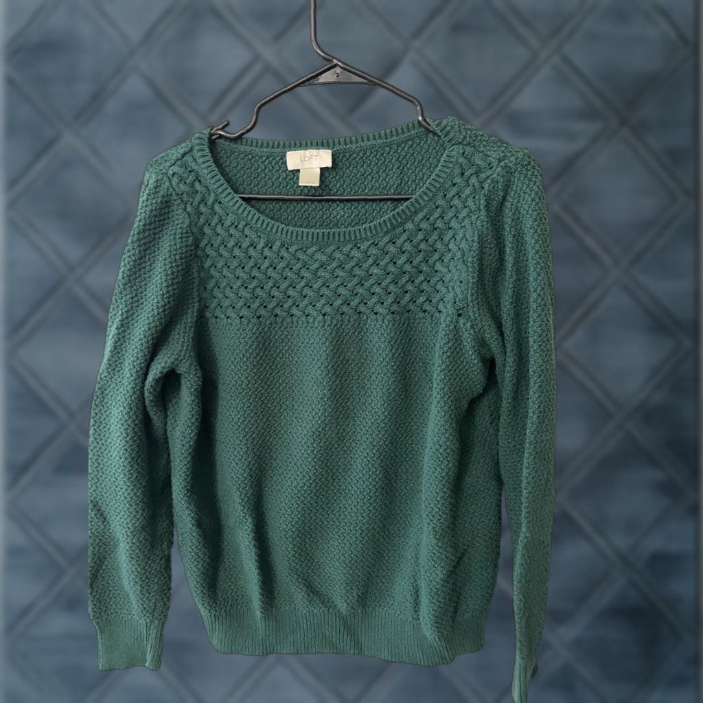 Ann Taylor Ann Taylor Loft Green Long Sleeve Boat Neck Shirt Casual Large Womens 90s Size L / US 10 / IT 46 - 1 Thumbnail