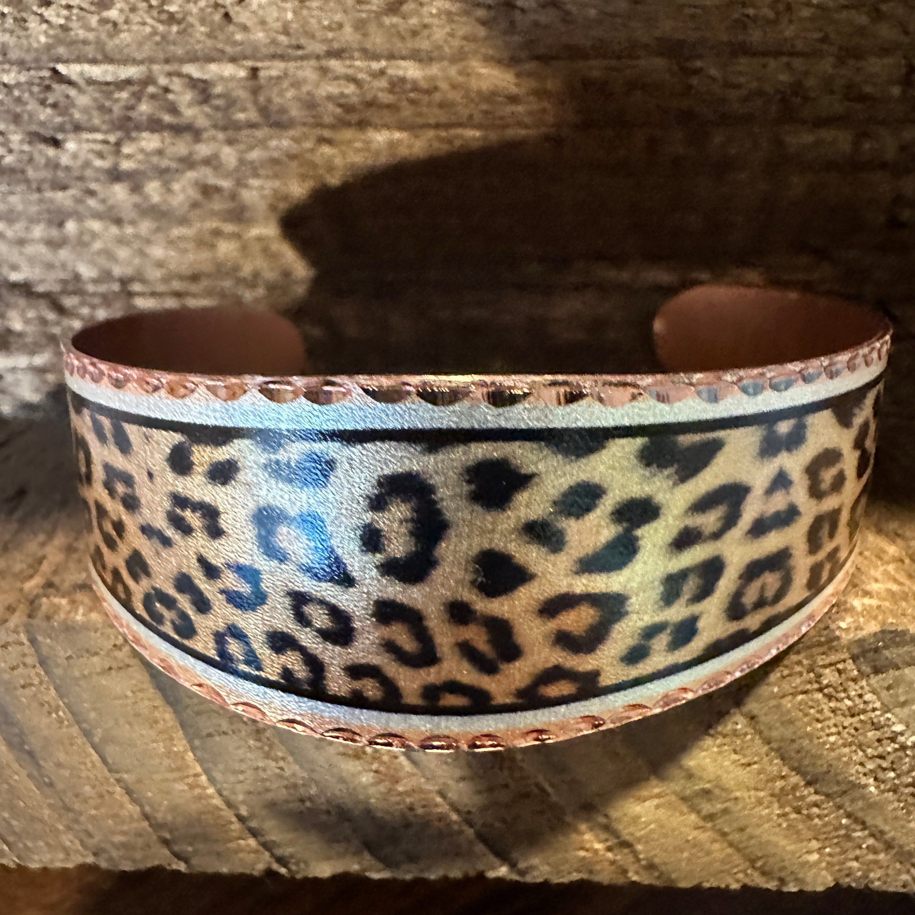 Other Handmade Boho Copper Wide Cuff Bracelet, Diamond Cut Leopard Size ONE SIZE - 6 Thumbnail