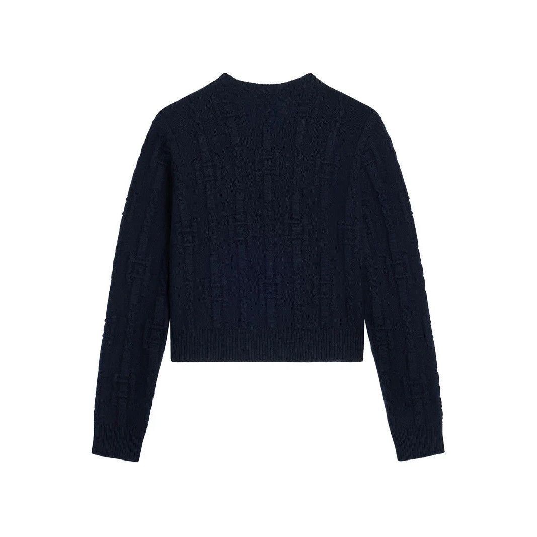 Celine CELINE $1900 Navy Chains Cashmere Sweater New & Authentic (W Size 27" / US 4 / IT 40 - 2 Thumbnail