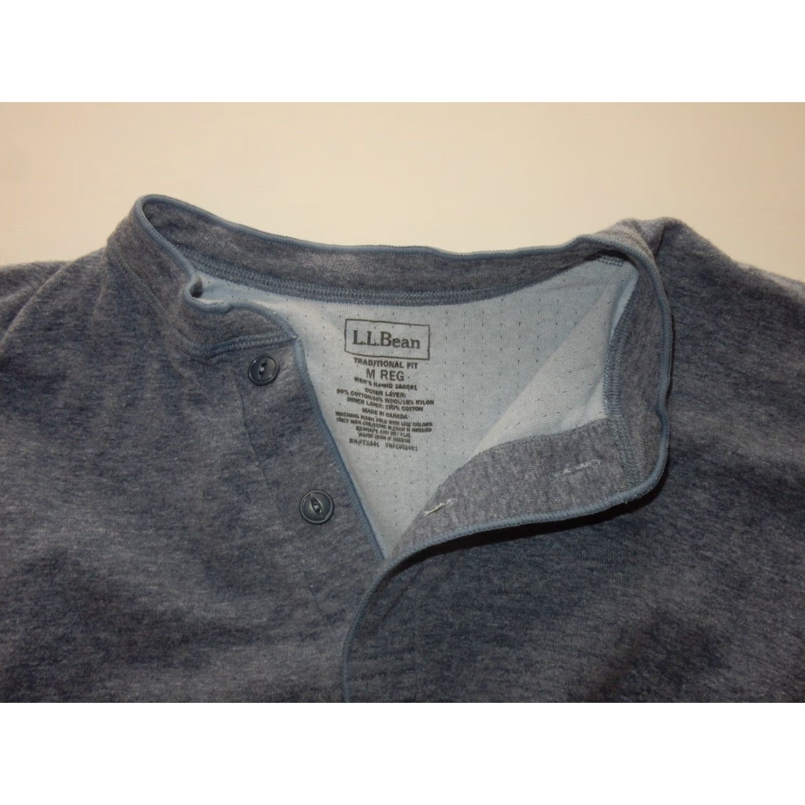 Vintage L.L. Bean Men's T-Shirt Long Sleeve Wool Blend? River Driver Blue M Size Mens Shirt Size US M / EU 48-50 / 2 - 3 Thumbnail