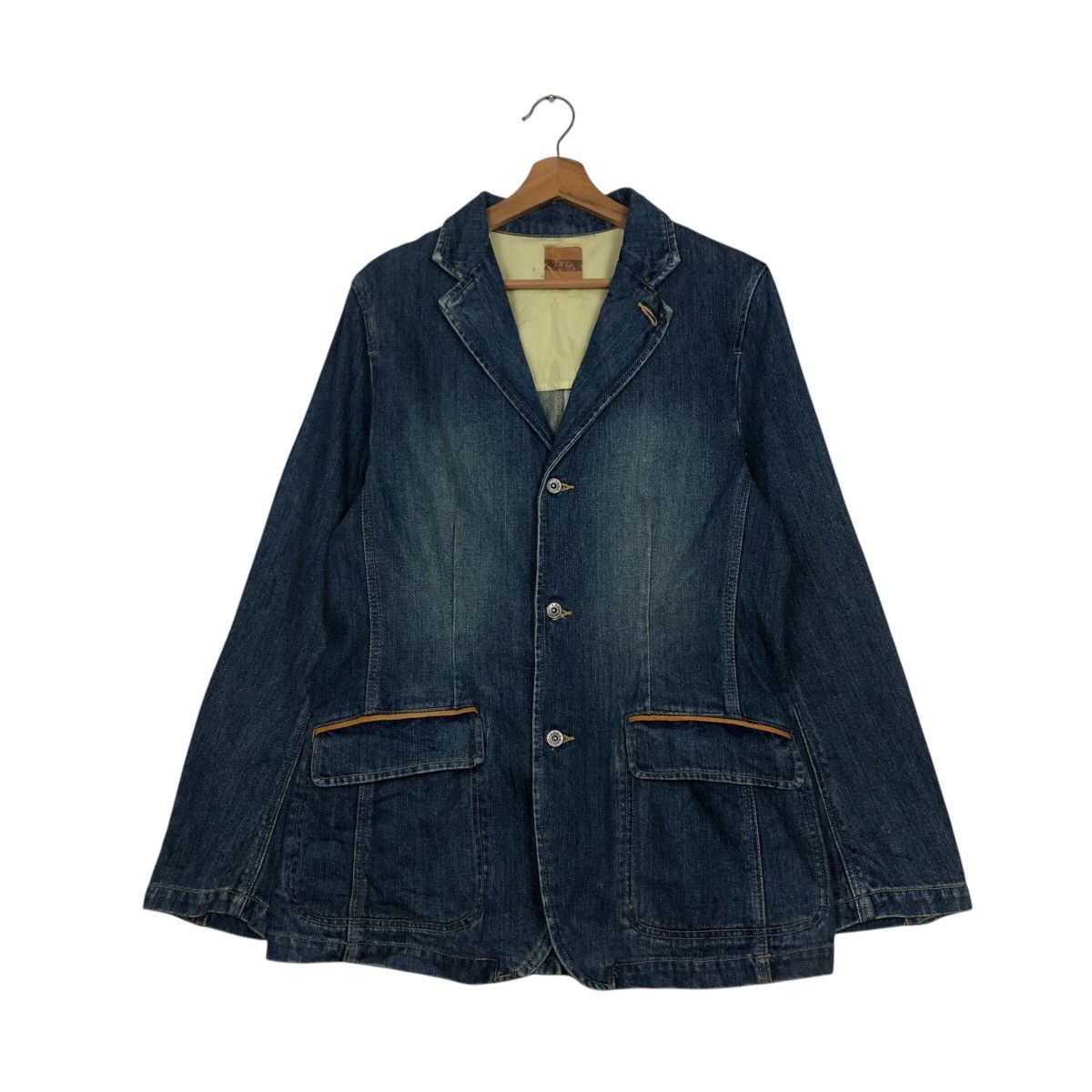 Japanese Brand 📌Vintage Denim Worker Jacket PTTP Japan Issey Miyake Size L / US 10 / IT 46 - 2 Thumbnail