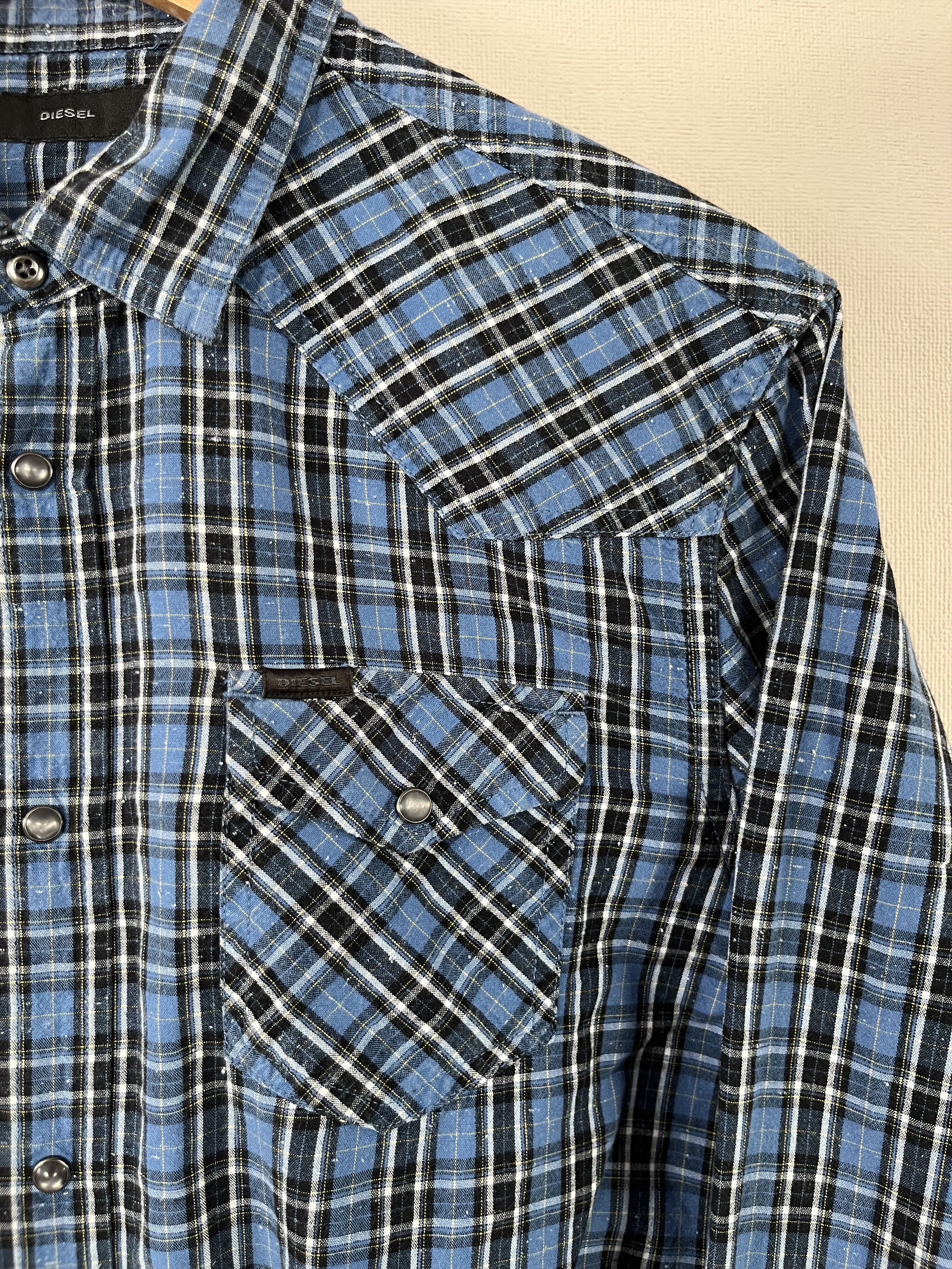 Diesel Diesel Plaid Snap Button Up Pocket Shirt Check Size L Size US L / EU 52-54 / 3 - 2 Thumbnail