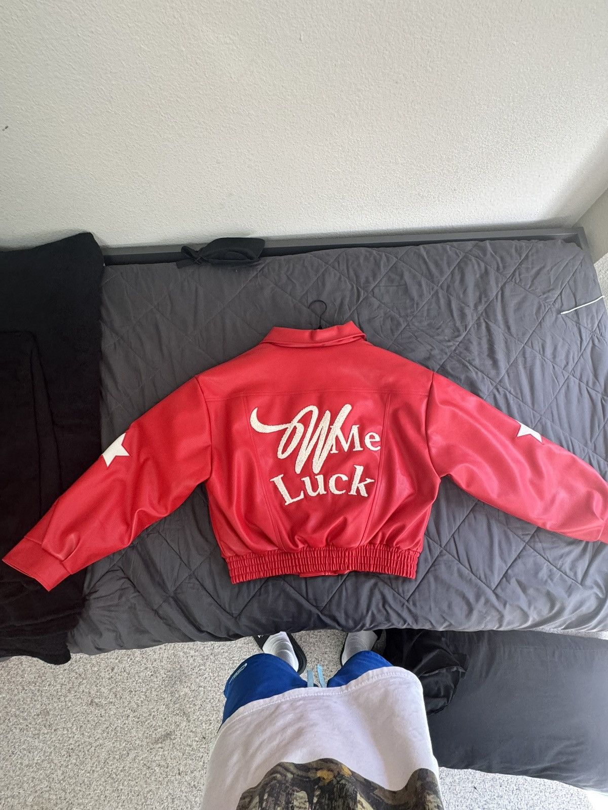 Wish Me Luck Wish Me Luck Red Cropped League Bomber Jacket Size US M / EU 48-50 / 2 - 1 Thumbnail