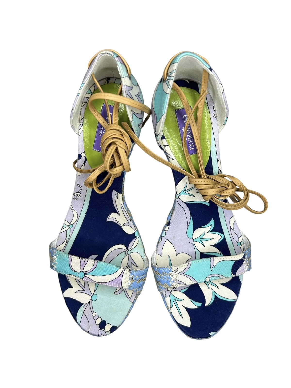Emilio Pucci 00s Lace Up Wedge Sandals Size US 6 / IT 36 - 2 Thumbnail
