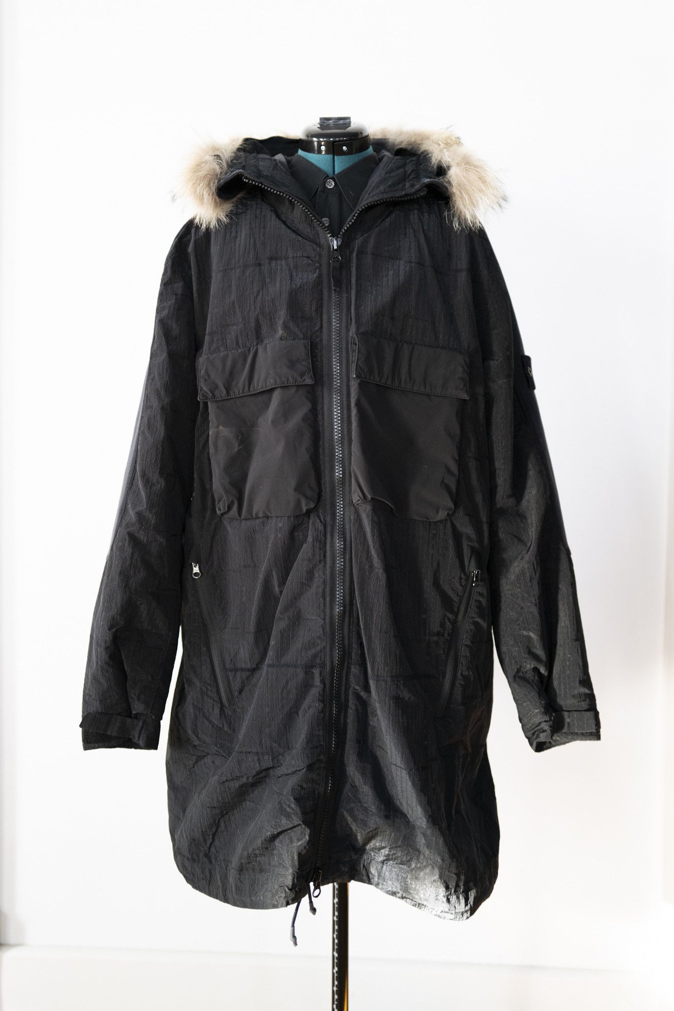 STONE ISLAND NYLON METAL SI HOUSE CHECK JACQUARD BLACK SZ XL
