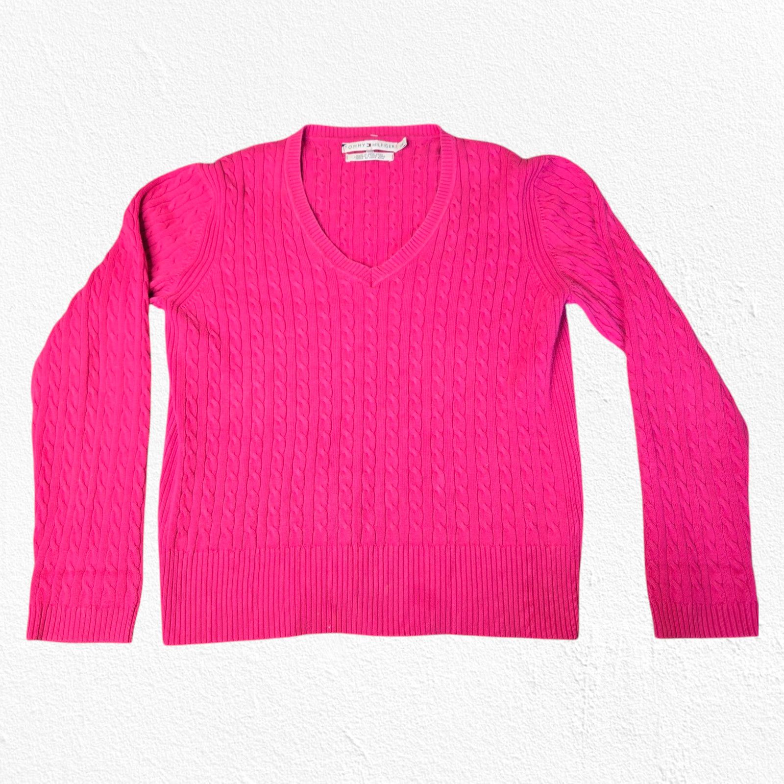 Tommy Hilfiger Y2K Tommy Hilfiger Hot Pink Cable Knit Sweater Size Large Size L / US 10 / IT 46 - 2 Thumbnail
