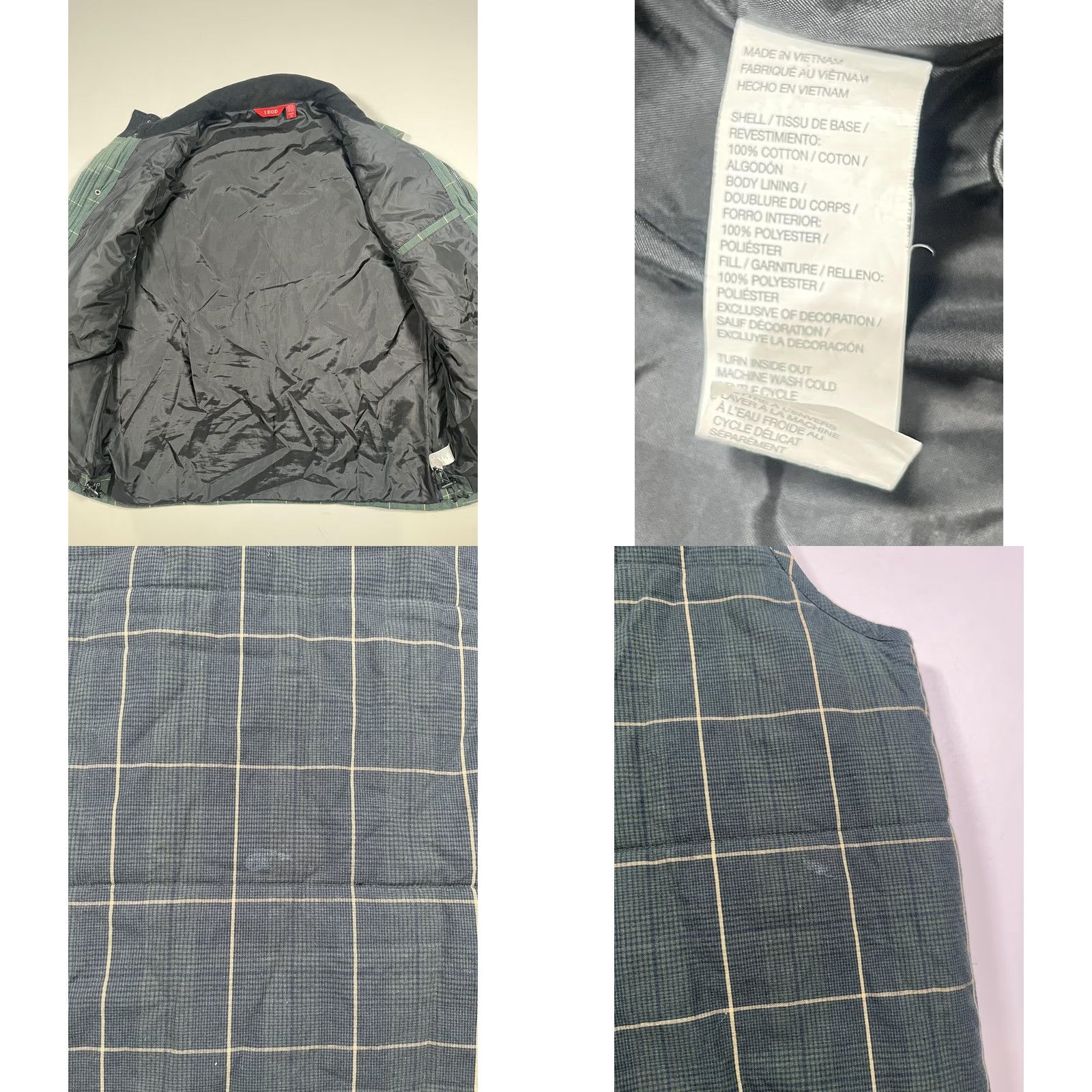 Izod VINTAGE IZOD Vest Mens XL Green Plaid Quilted Insulated Snap Pockets Lined Outdoor Size US XL / EU 56 / 4 - 8 Thumbnail