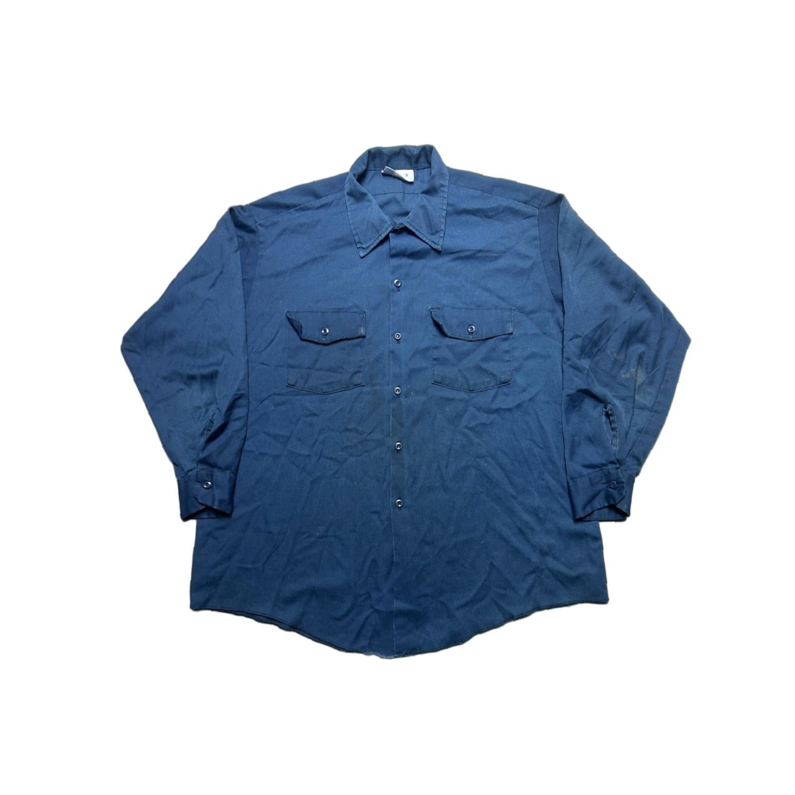 Dickies VINTAGE Dickies Long Sleeve Work Shirt Chino Twill Distressed Blue Men’s XL Size US XL / EU 56 / 4 - 1 Thumbnail