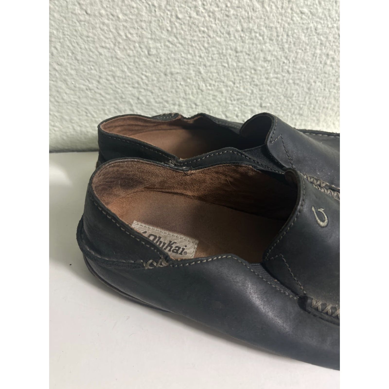 Olukai Mens OluKai Moloa Leather Black US 11 Slip-On Casual Comfort Leather Shoes 10128-4033 Mens Size US 11 / EU 44 - 3 Thumbnail