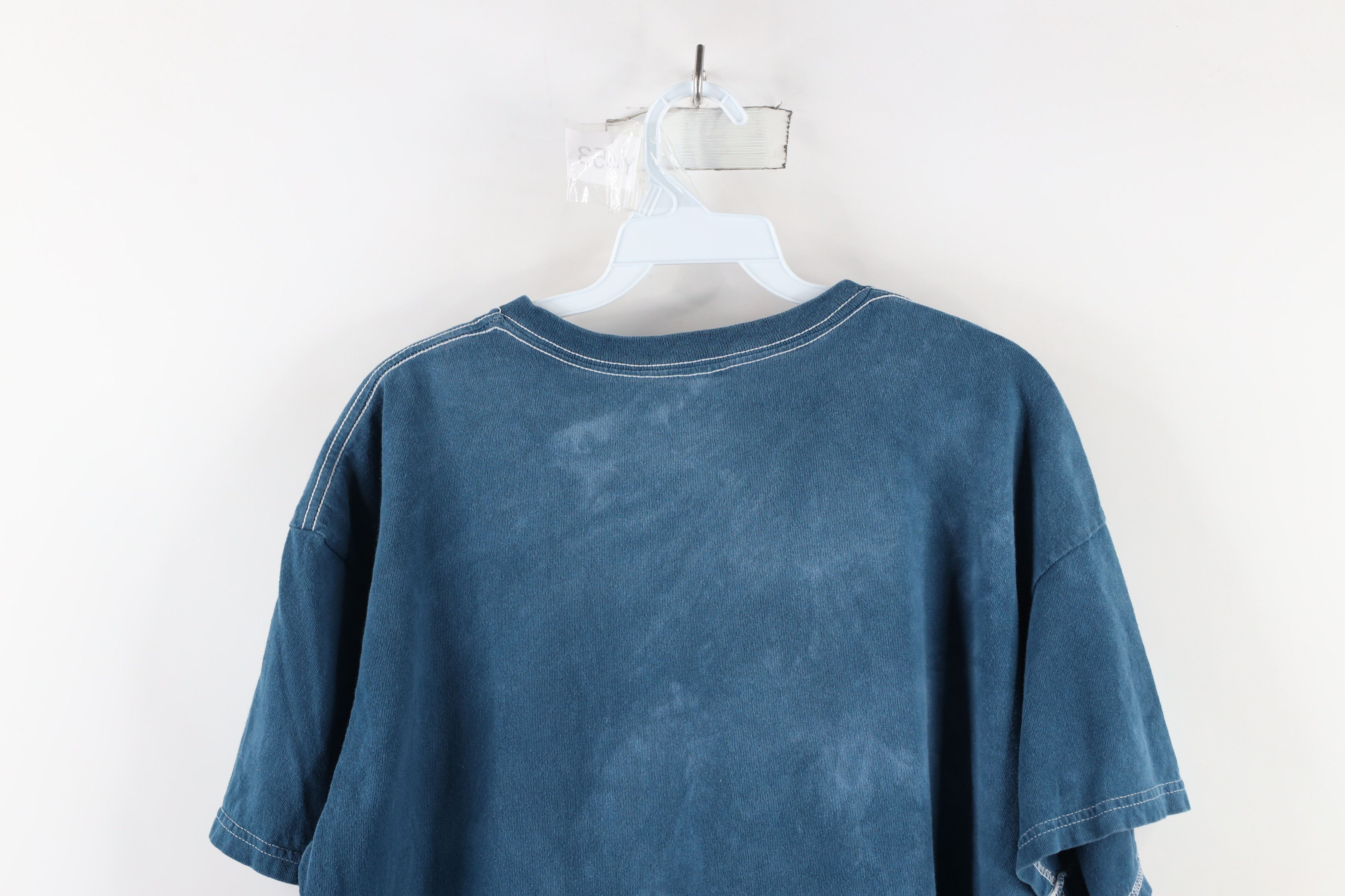 Vintage Vintage 90s Streetwear Wash White Wolf Nature T-Shirt Blue Size US XL / EU 56 / 4 - 9 Thumbnail