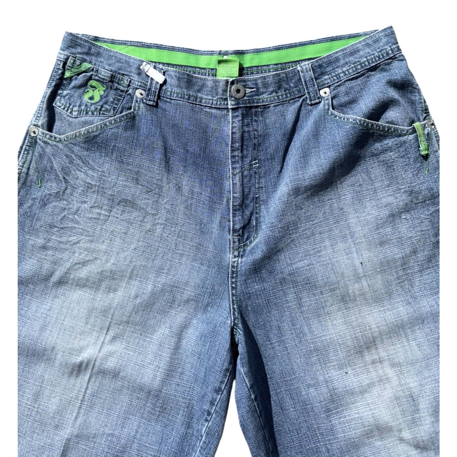 Vintage VINTAGE Barefox Bermuda Shorts Men 42 Light Wash Embroidered Pockets Green Blue Y2K Urbanfolks Jean Shorts Size US 42 / EU 58 - 3 Thumbnail