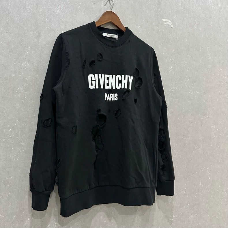 Givenchy Givenchy Black ripped crewneck hoodie size XS Size US XS / EU 42 / 0 - 3 Thumbnail