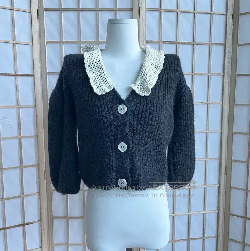 Miu Miu Miu Miu Black Wool Sweater with Intricate Collar . Size M / US 6-8 / IT 42-44 - 1 Thumbnail
