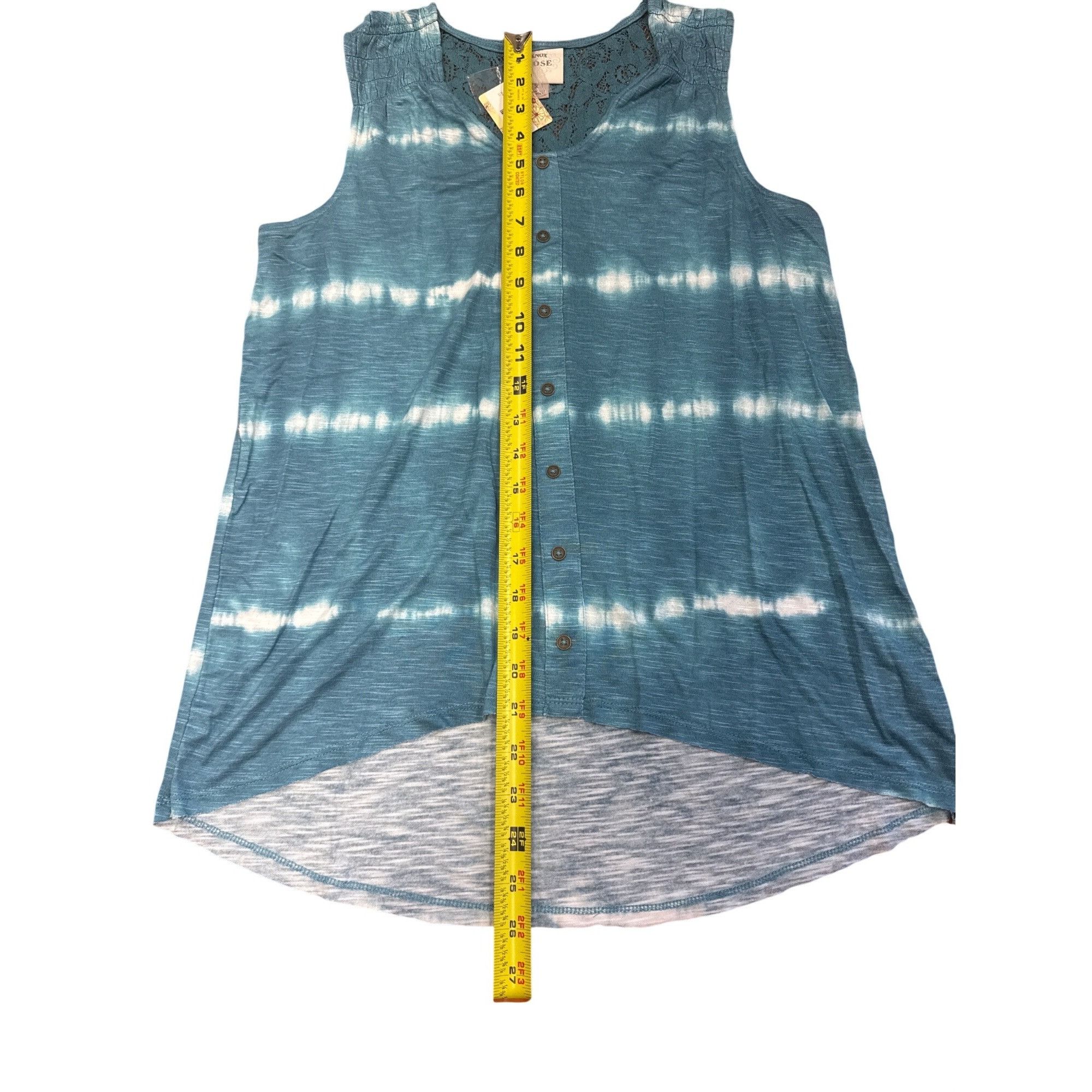 Other Blue Tie-Dye Sleeveless Button-Down Top With Lace Back Detai Size XS / US 0-2 / IT 36-38 - 3 Thumbnail