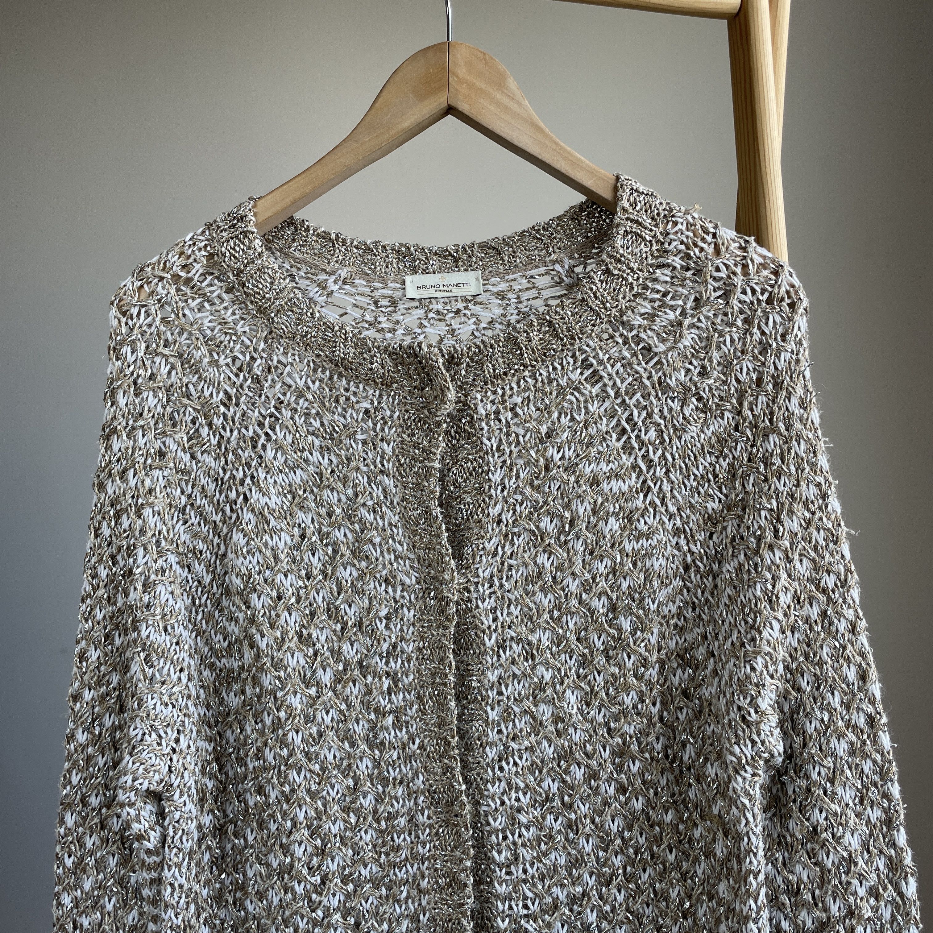 Other Bruno Manetti Mesh Knit Linen Blend Snap Button Cardigan Size L / US 10 / IT 46 - 3 Thumbnail