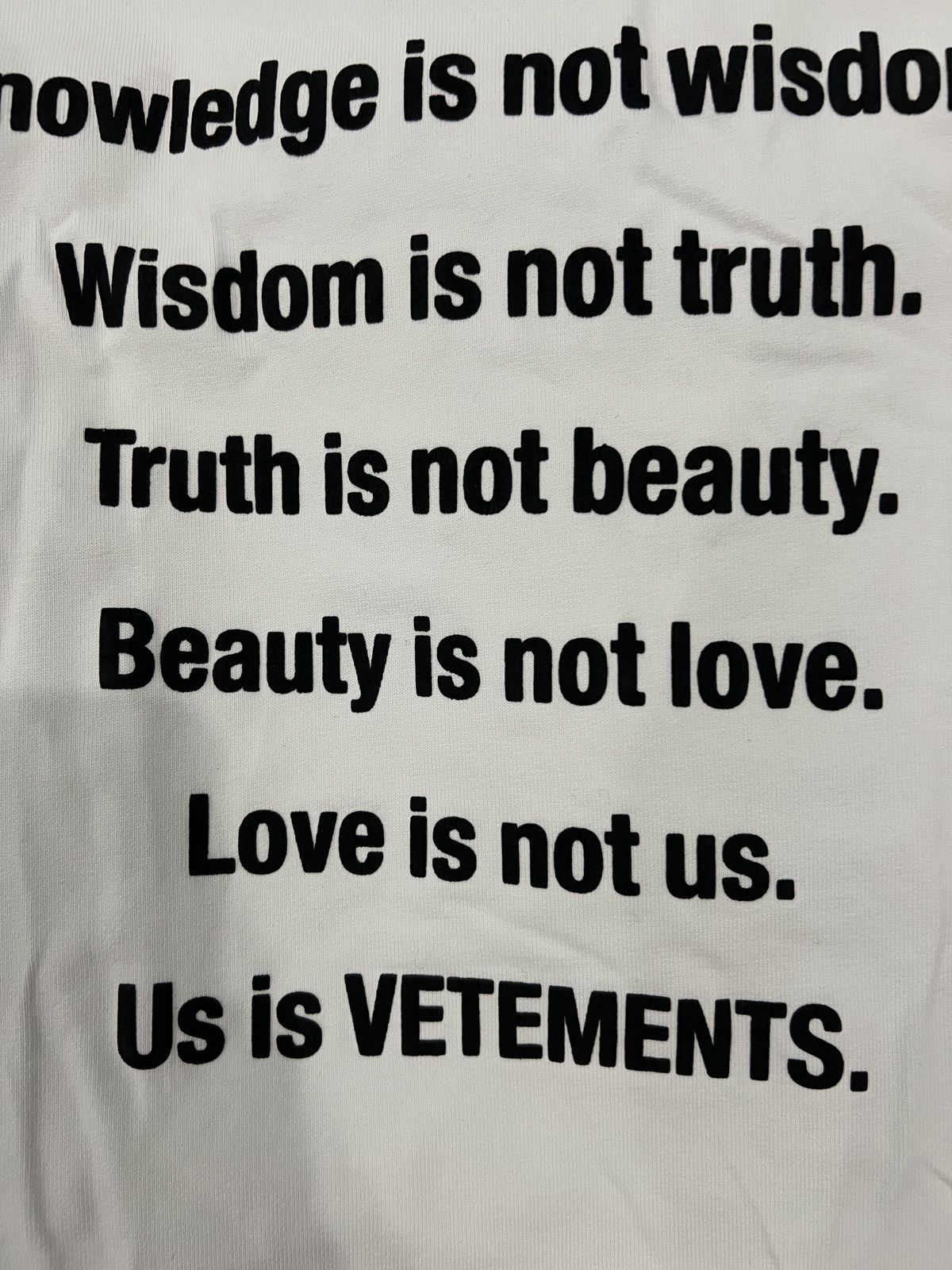 Vetements Vetements FW21 “Information Is Not Knowledge” T-Shirt Size US L / EU 52-54 / 3 - 8 Thumbnail