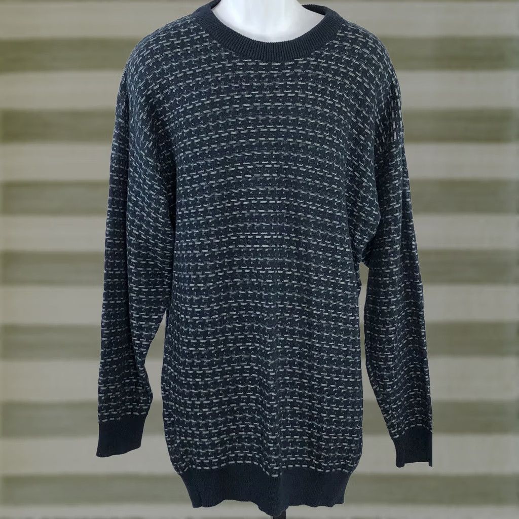 Izod VINTAGE IZOD Crewneck Sweater XL Blue Cotton Knit Long Sleeve Preppy Size US XL / EU 56 / 4 - 1 Thumbnail