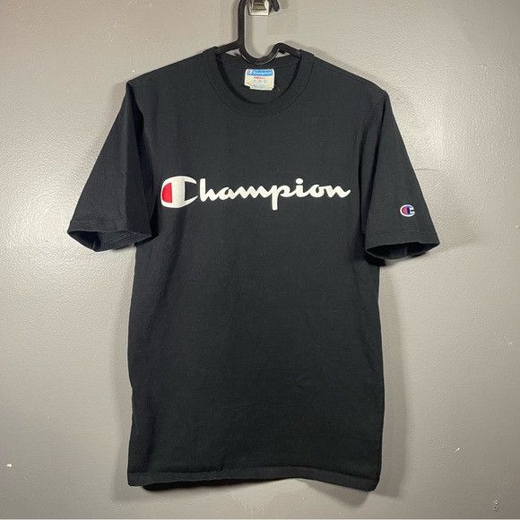 Champion Champion Black Script Logo Tee Shirt Size US S / EU 44-46 / 1 - 2 Thumbnail