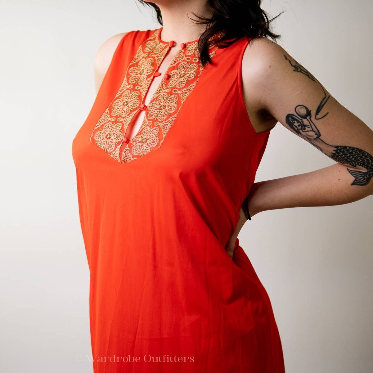 Vintage Vintage 1960's Embroidered Gossard Artemis Coral Dress Size M / US 6-8 / IT 42-44 - 6 Thumbnail