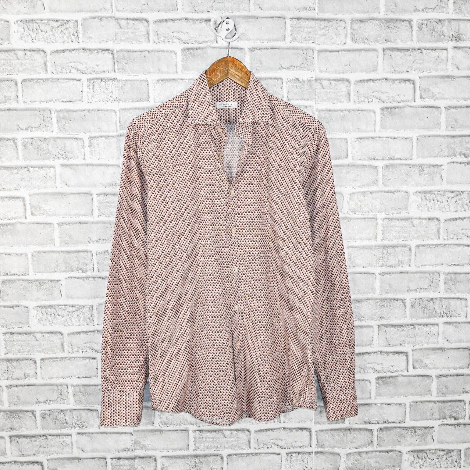 Glanshirt GLANSHIRT Slowear Men's Button up Shirt Red geo print Size US M / EU 48-50 / 2 - 2 Thumbnail