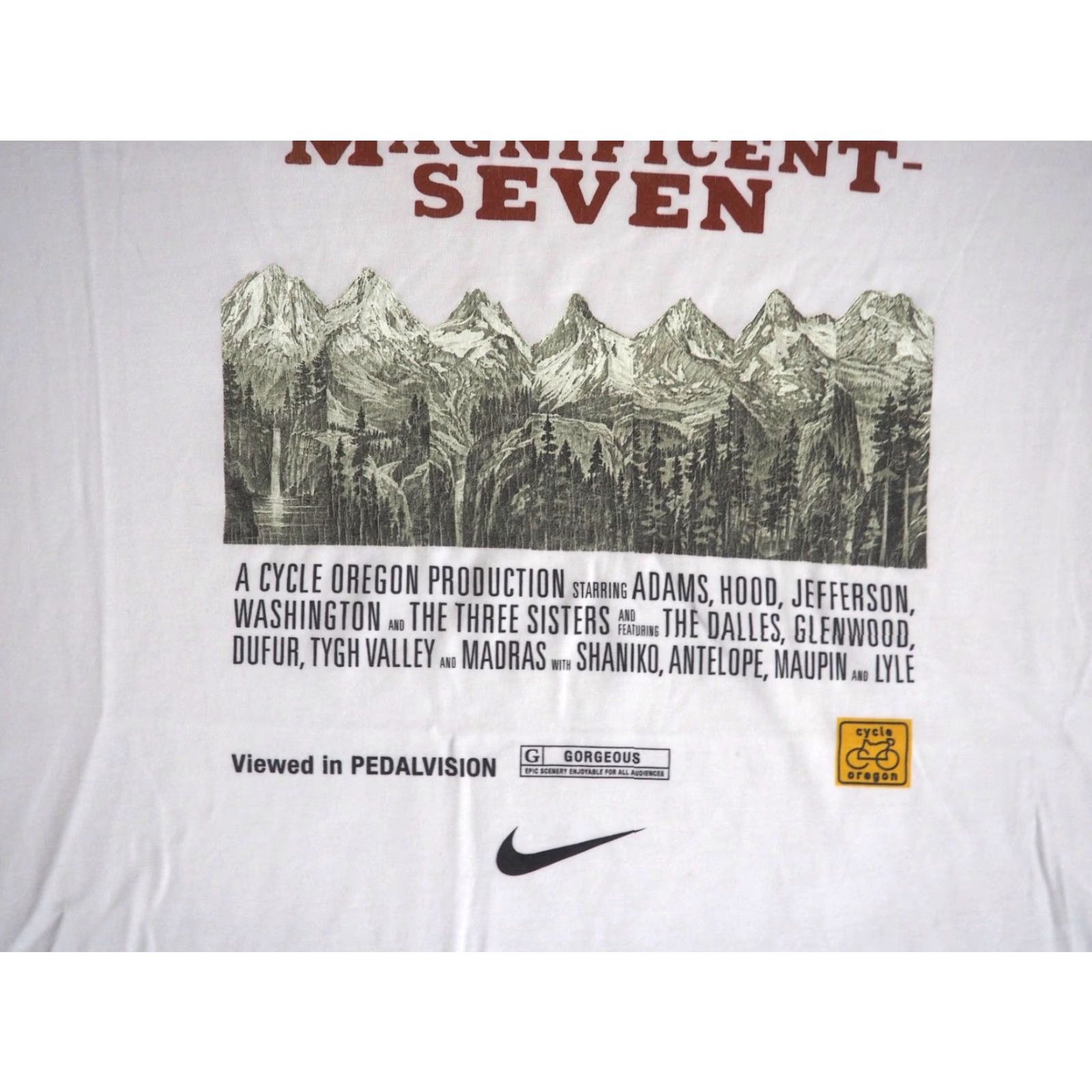 Nike Nike Cycle Oregon 2014 Magnificent Seven Film Biking MTB White Tee T-Shirt XL Shirt Men Dark? Size US XL / EU 56 / 4 - 3 Thumbnail