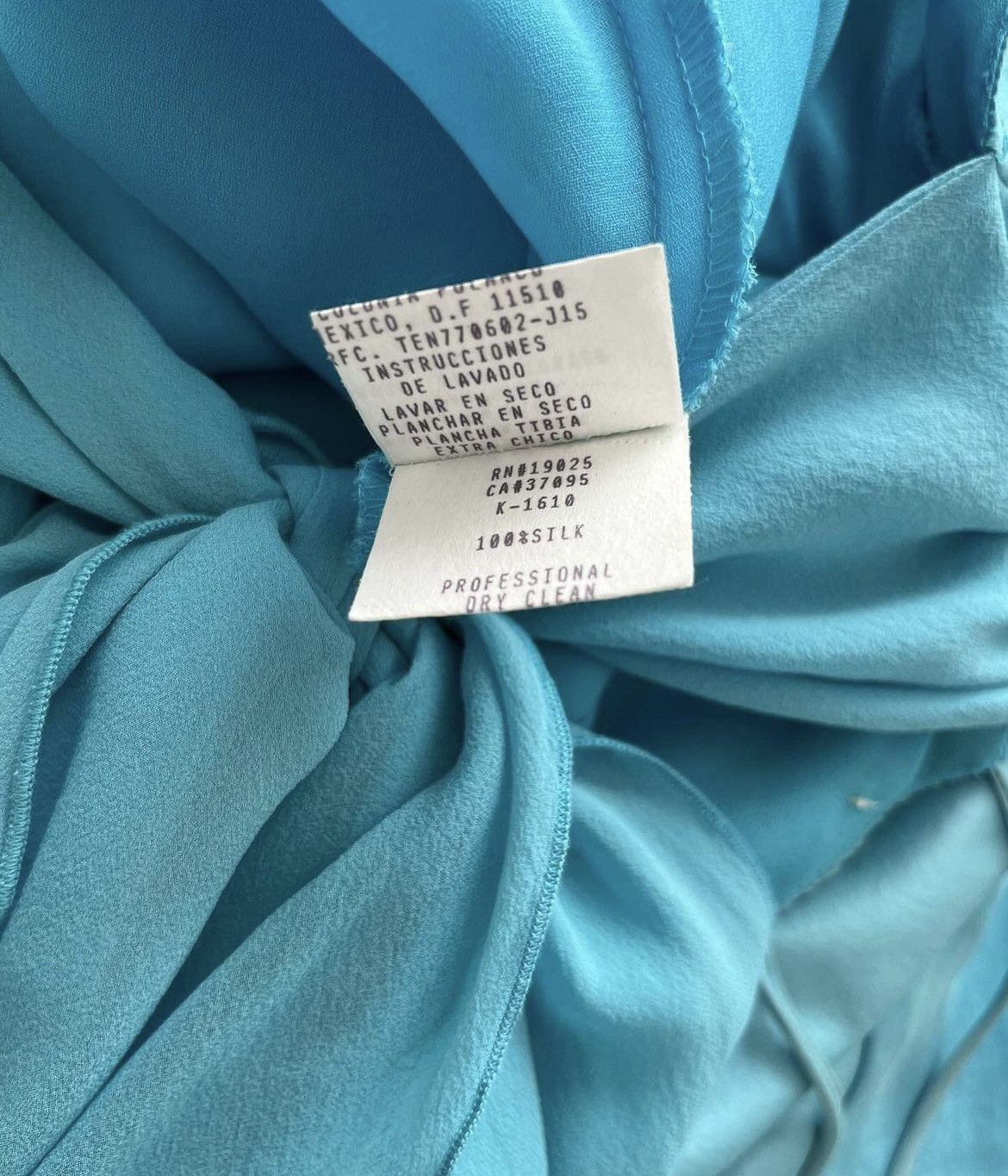 Vintage 100% Silk Turquoise Dress / Gown Size S / US 4 / IT 40 - 7 Thumbnail