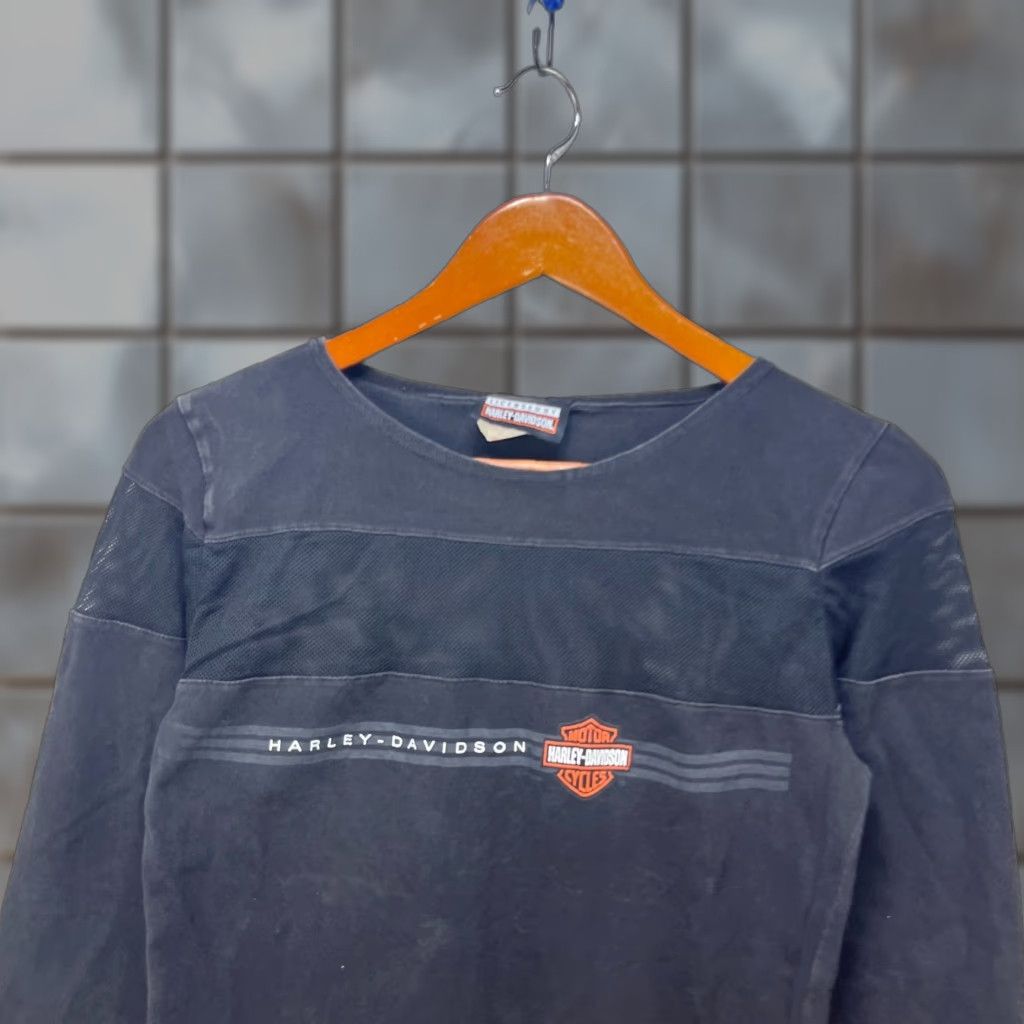 Harley Davidson VINTAGE Harley-Davidson Womens Long Sleeve Shirt M Black Y2K Size M / US 6-8 / IT 42-44 - 1 Thumbnail