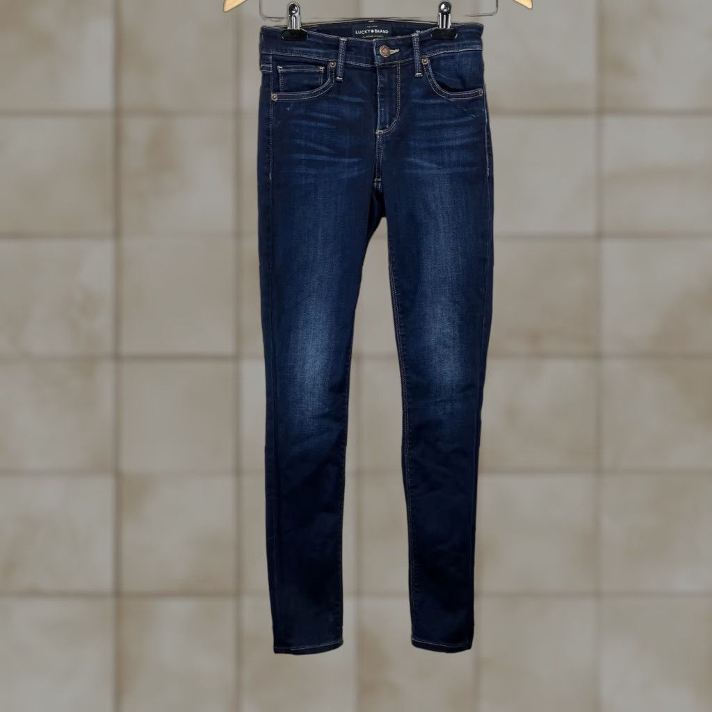 Lucky Brand LUCKY BRAND Orta Premium Ankle Jeans Women’s Size 00/24 Skinny Denim 28.5" Inseam Blue Dark Stretch 5-Pocket 90s Bohemian USA Womens Size 24" / US 00 / IT 34 - 1 Thumbnail
