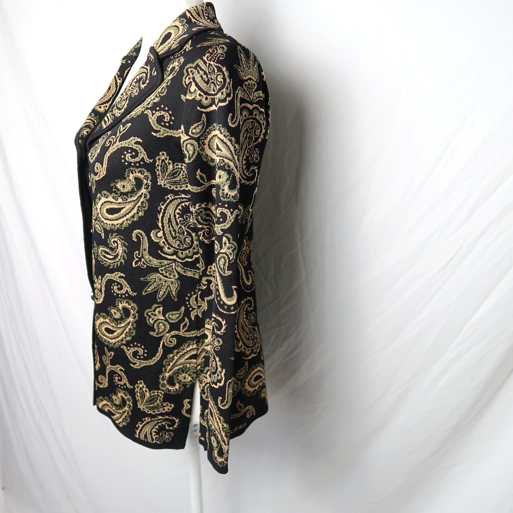 Vintage VINTAGE Misook knit blazer jacket Paisley pattern XXS Petite Black Size XXS / US 00 / IT 34 - 3 Thumbnail