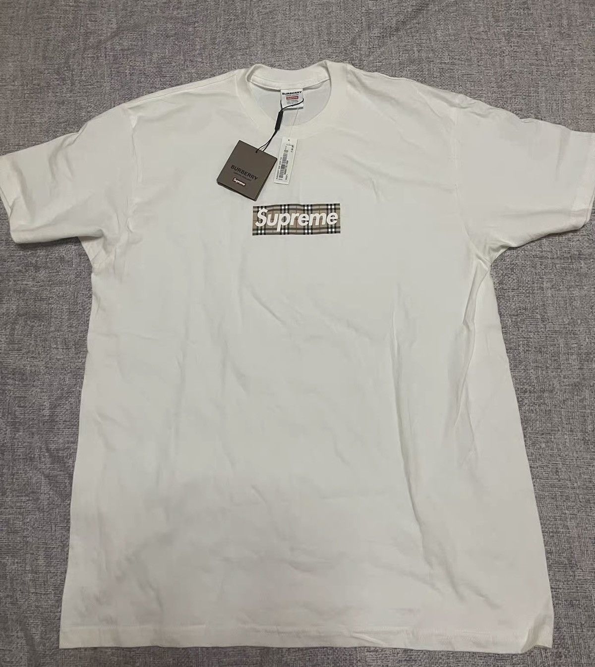 Burberry × Supreme Supreme Burberry - box logo tee | Grailed