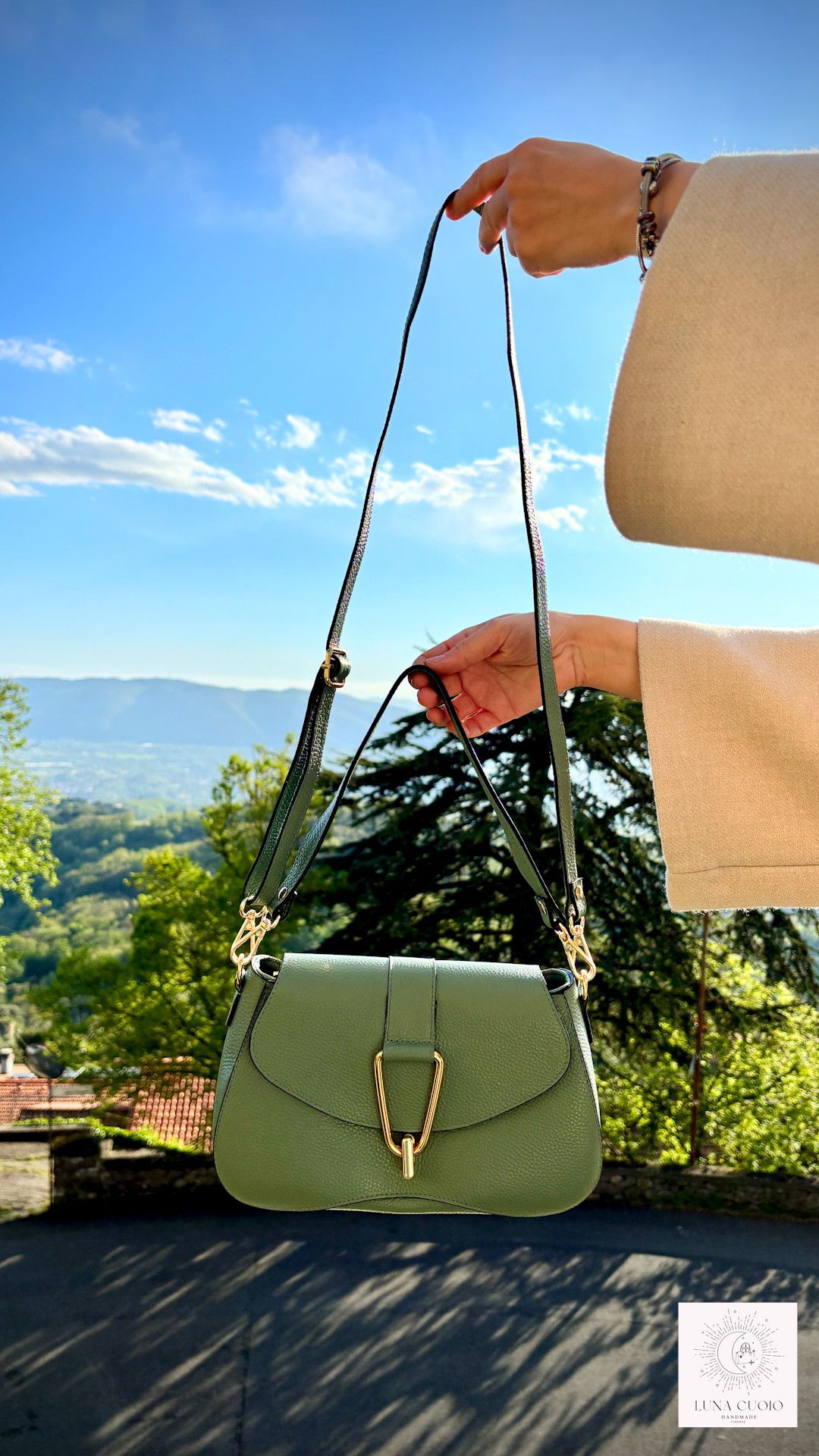 Vera Pelle Italian Handmade Green Leather Bag Size ONE SIZE - 4 Thumbnail