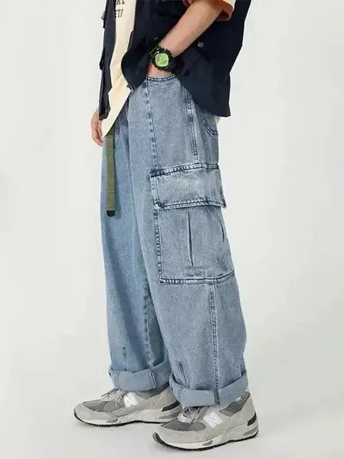 Other Baggy Cargo Jeans Trousers Wide Leg Hip Hop Style y2k Size US 36 / EU 52 - 4 Thumbnail