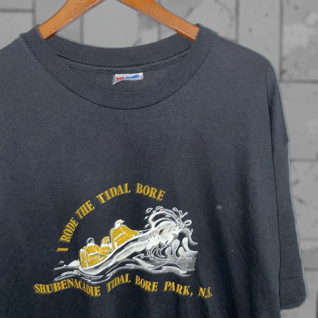 Hanes VINTAGE Hanes Tidal Bore Park N.S Black Graphic Tee Mens XL USA Single Stitch Size US XL / EU 56 / 4 - 1 Thumbnail