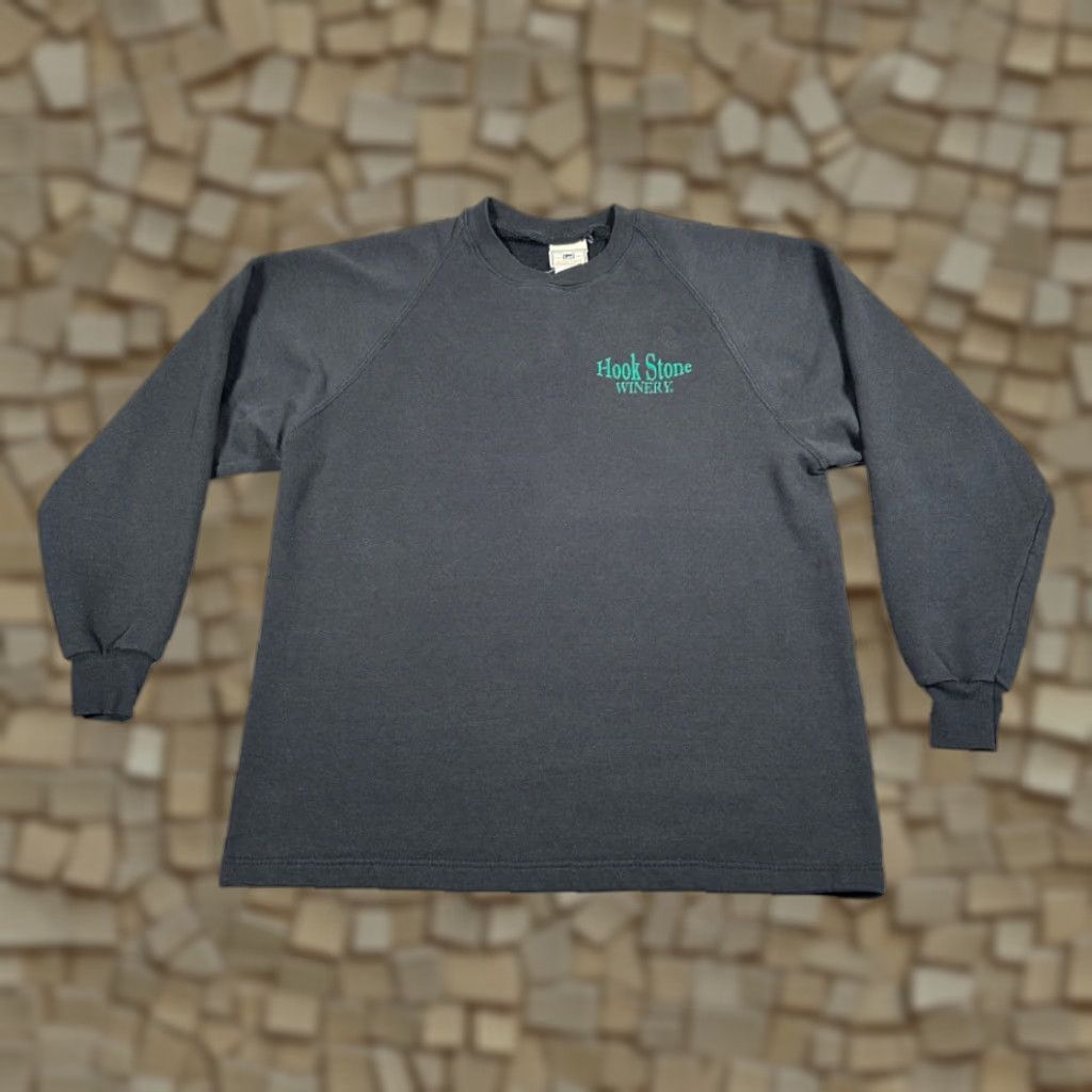 Lee VINTAGE Hook Stone Winery Sweatshirt Lee Adult MEDIUM Black Raglan 90s Crew Neck Pullover/Graphic Print/Graphic Print 90s Men’s Size US M / EU 48-50 / 2 - 1 Thumbnail