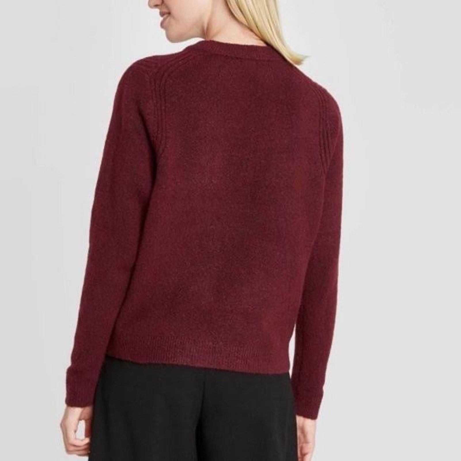Target Basics A New Day | Burgundy Knit Crewneck Pullover Sweater| Large Size L / US 10 / IT 46 - 2 Thumbnail