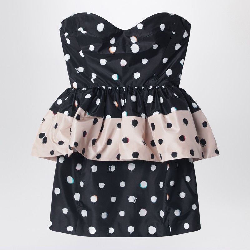 Fendi Fendi Black Printed Taffeta Dress Size XS / US 0-2 / IT 36-38 - 1 Thumbnail