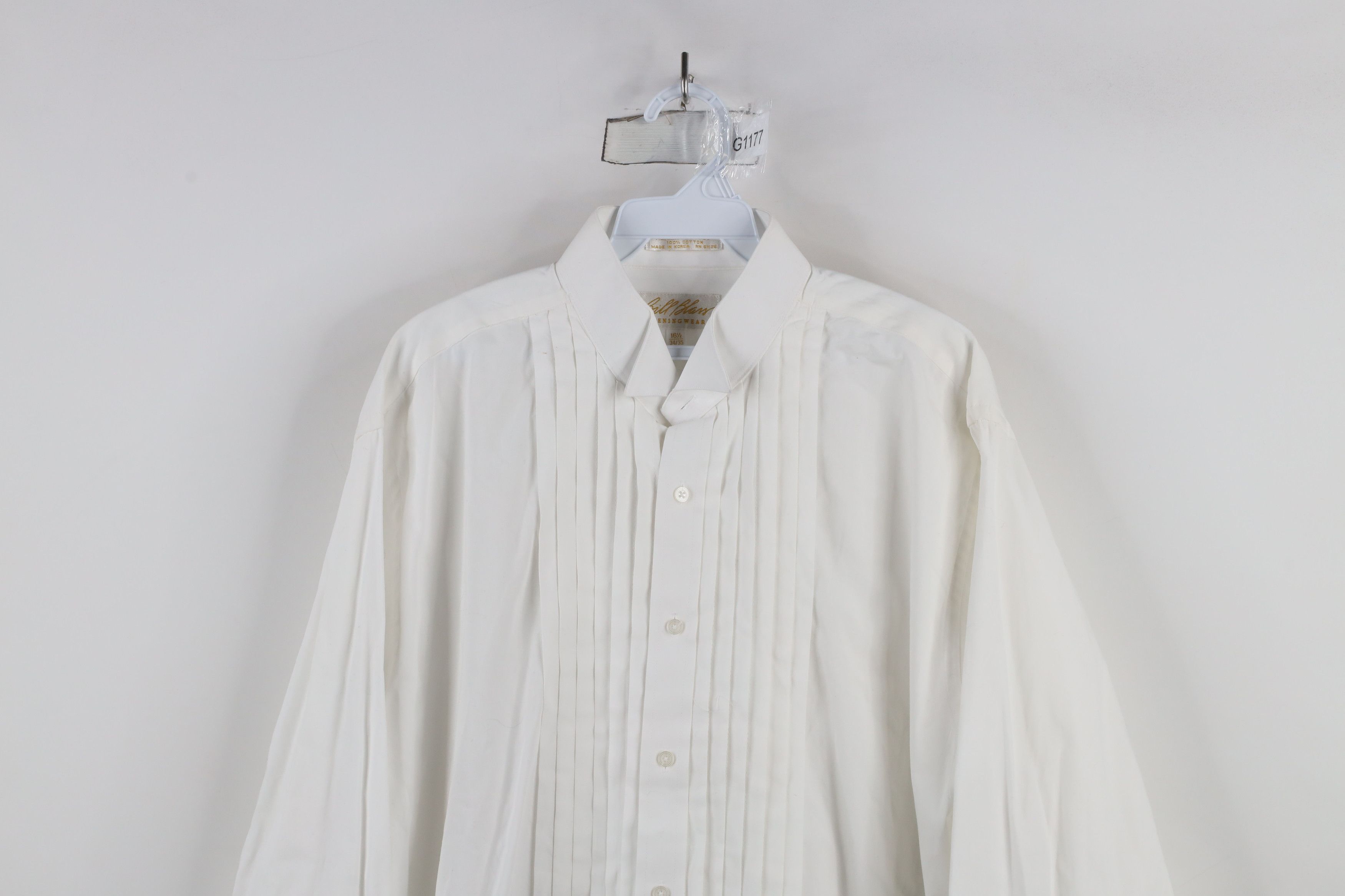 Vintage Vintage 90s Cotton Ruffled Prom Tuxedo Button Shirt White Size US M / EU 48-50 / 2 - 2 Thumbnail