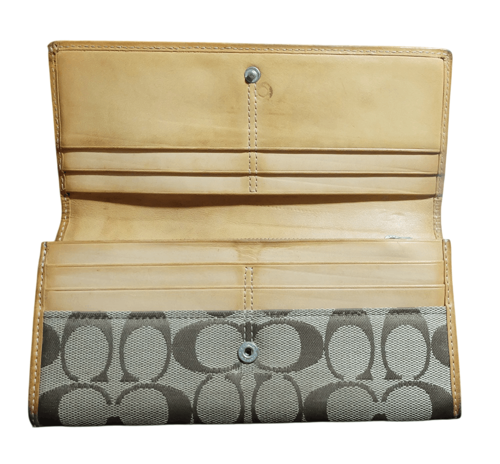 Coach Vintage Coach Logo Monogram Jacquard & Leather Long Wallet Size ONE SIZE - 5 Thumbnail
