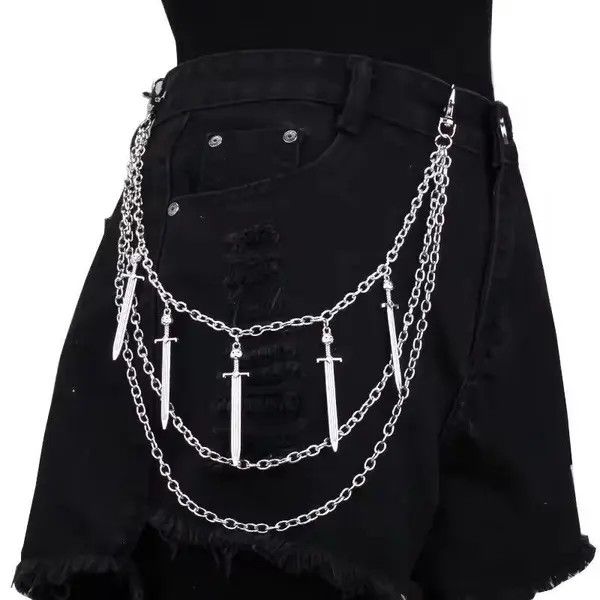 Jewelry Punk Street Sword Charm Pants Chains Size ONE SIZE - 1 Thumbnail