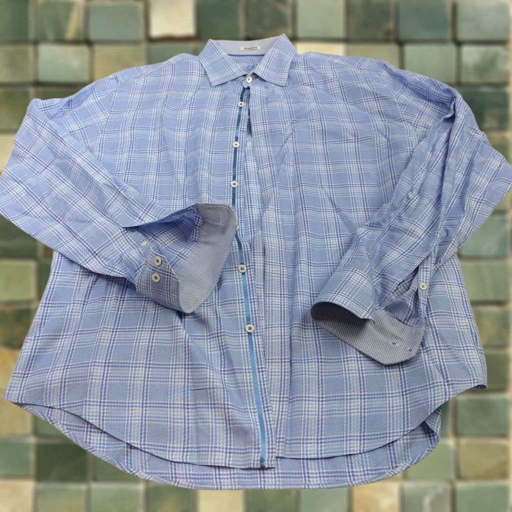 BUGATCHI VINTAGE? No — Answered: Bugatchi Shaped Fit NO TAG 16.5 / 37 Mens Button Front Long Sleeve Dress Shirt Size 46R - 1 Thumbnail