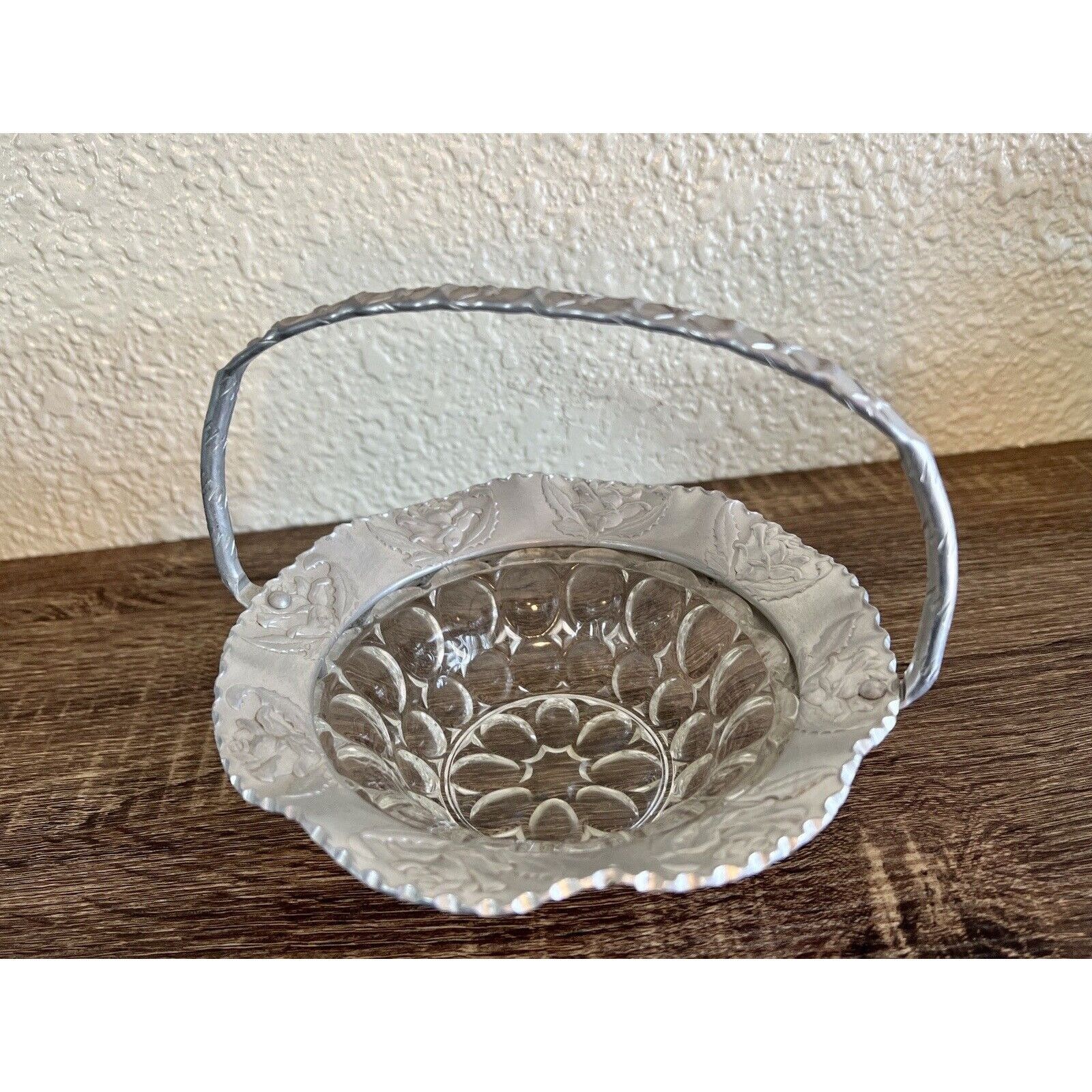 Other Vintage Hammered Aluminum Rose Pattern & Thumbprint Glass Size ONE SIZE - 3 Thumbnail