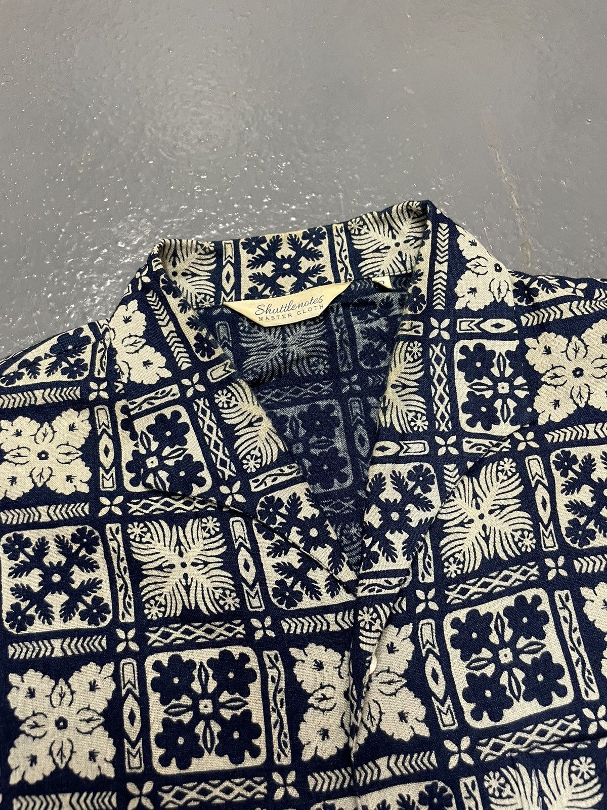 Shuttle Notes Master Cloth Indigo Floral Block Print Shirt Camp Collar Size US L / EU 52-54 / 3 - 2 Thumbnail