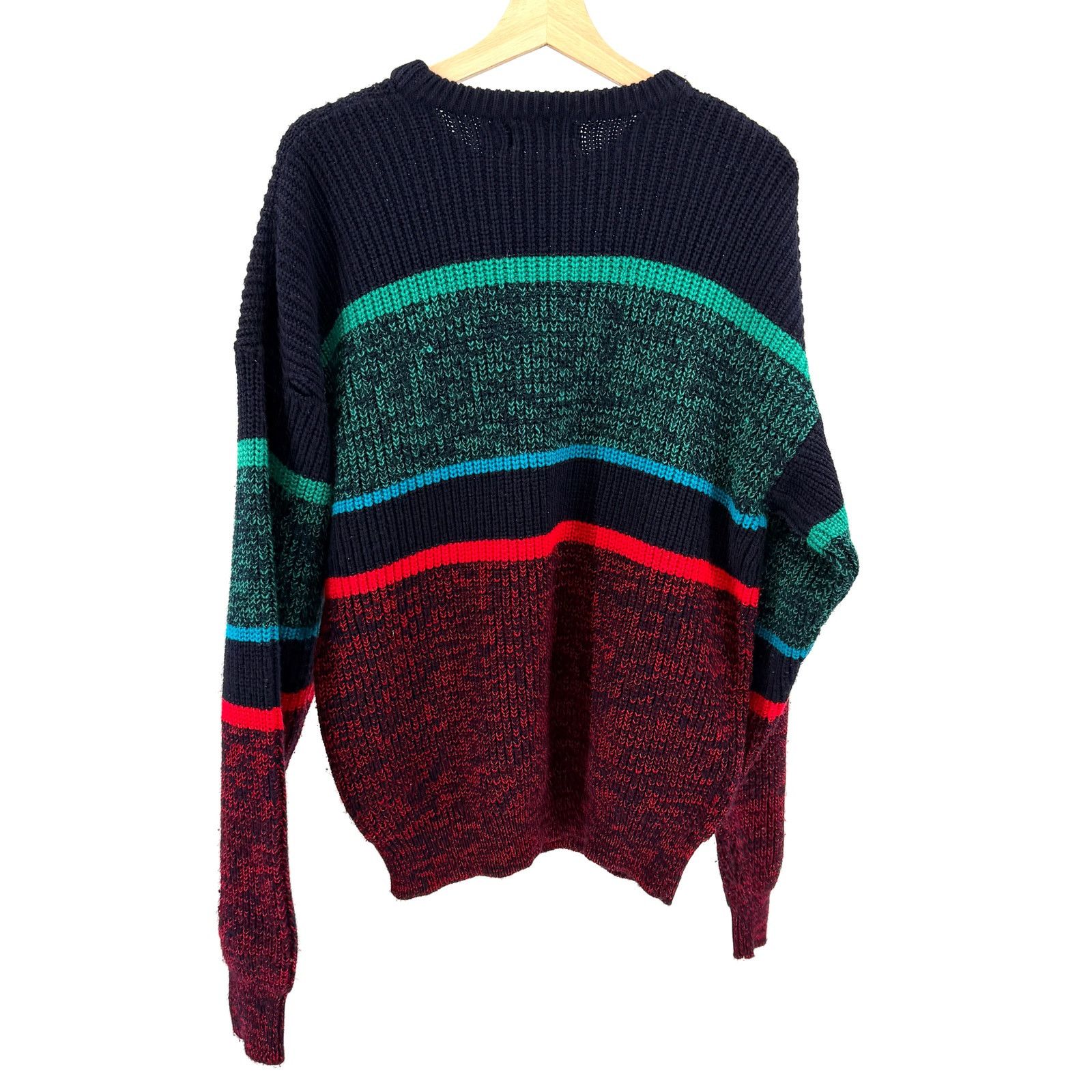 Wrangler Vintage 90s Navy Green Red Block Striped Knit Sweater Size US M / EU 48-50 / 2 - 3 Thumbnail