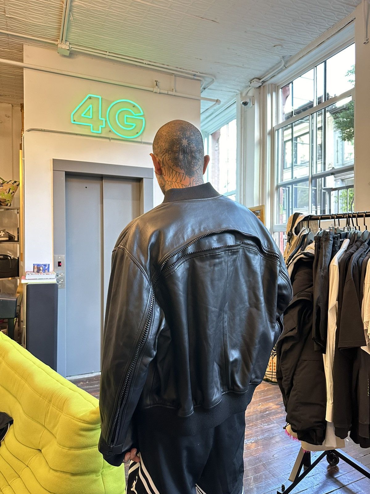 Pre-owned Dries Van Noten Dris Van Noten Back Zip Leather Bomber In Black