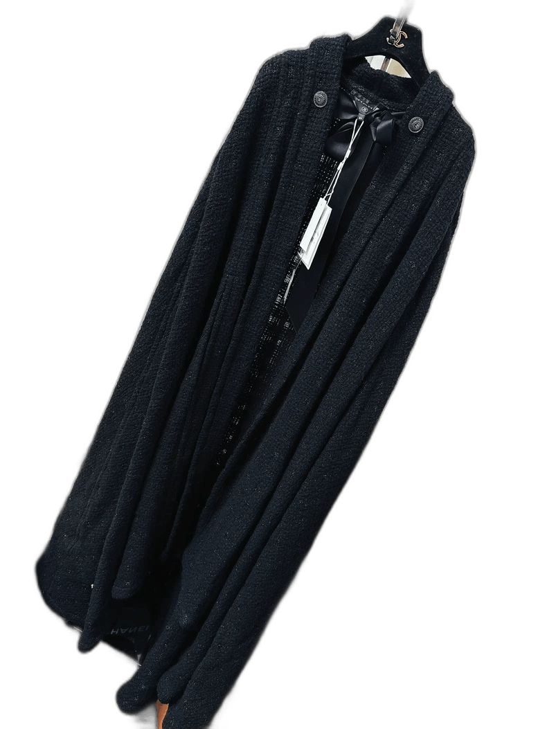 Chanel Chanel Black Woven Long Cape with Tags Size S / US 4 / IT 40 - 1 Thumbnail