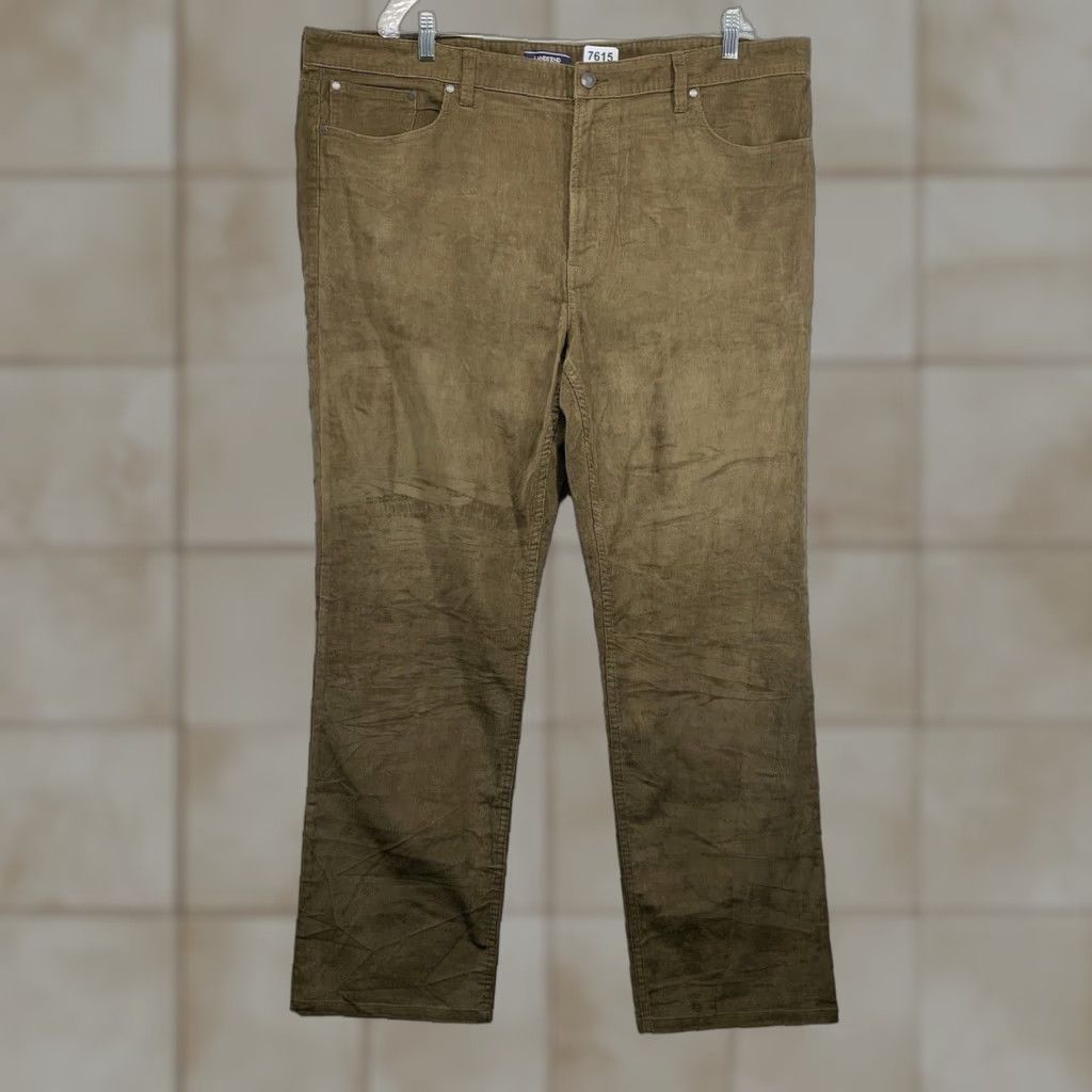 Lands' End Lands' End Men's Corduroy Pants 42x32 Straight Fit Brown Lightweight Casual Travel 5-Pocket Zipper Button Flat Front Dress Pants City 90s Preppy Mens Size US 42 / EU 58 - 1 Thumbnail