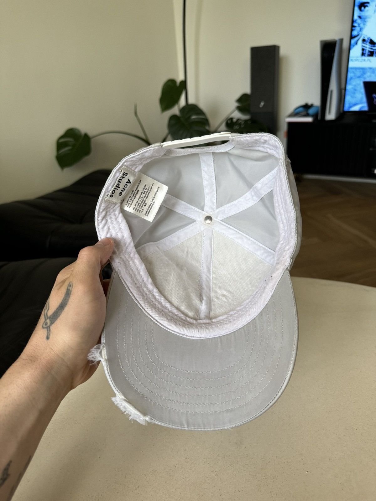 Acne Studios Acne Studios Distressed Hat Cap Snapback Silver Luxury Rare Size ONE SIZE - 2 Thumbnail