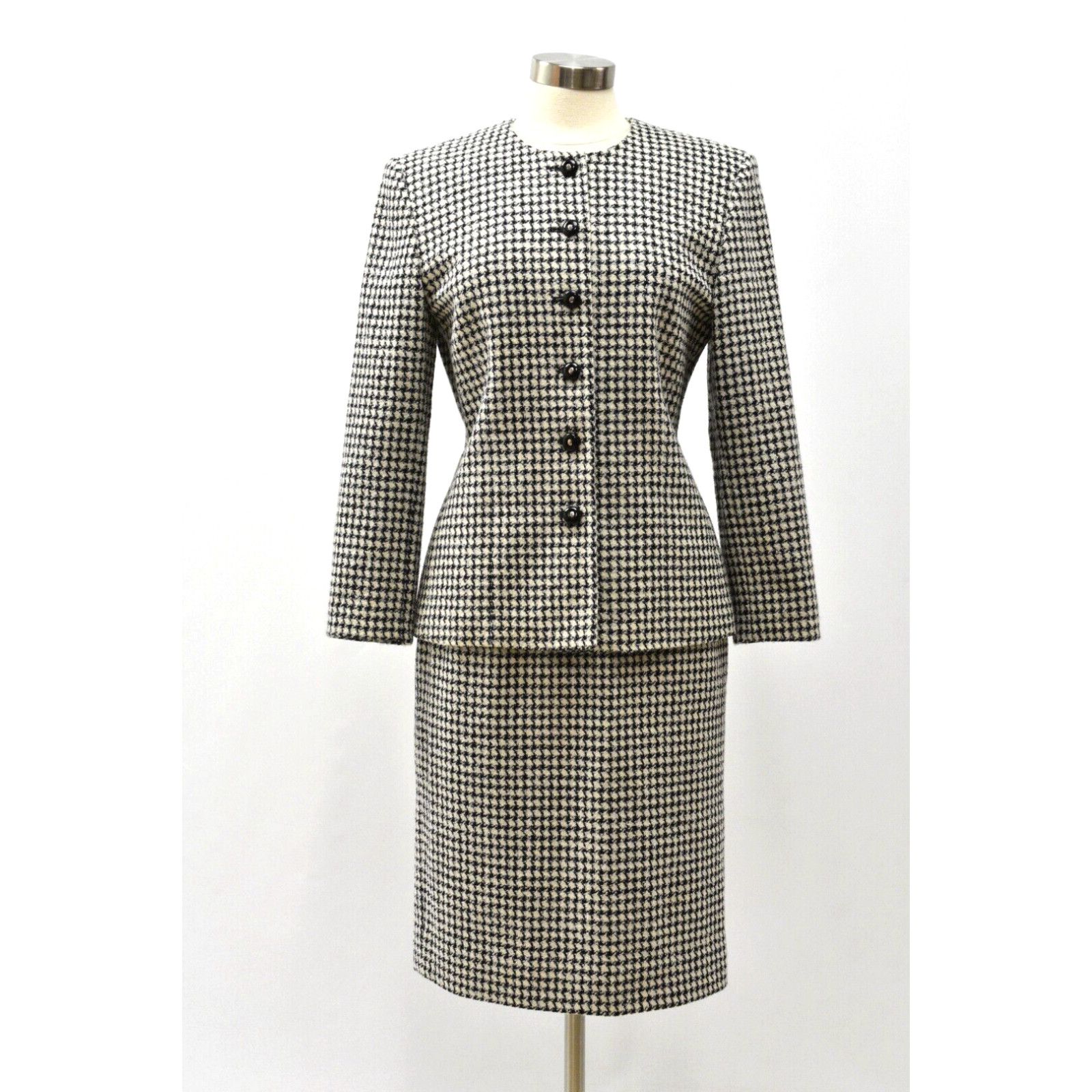 Pendleton 90s Vintage Pendleton Black & White Plaid Skirt Suit Womens 8 Metallic Threading Size ONE SIZE - 3 Thumbnail