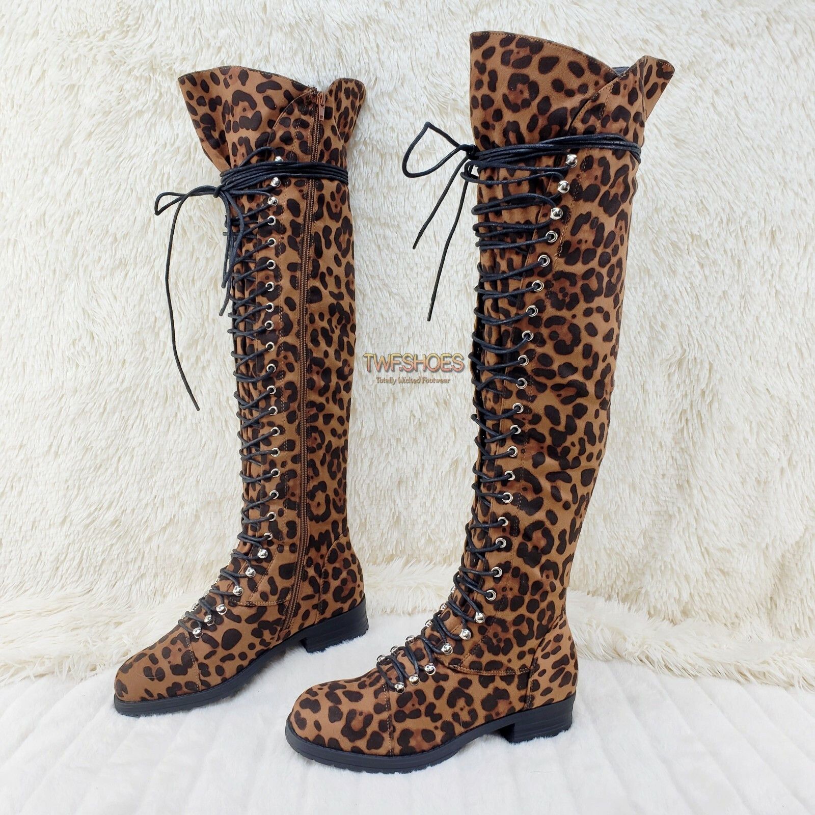 Other Ocho Leopard Nu-Buck Corset Lace Over the Knee Pirate Boot T Size US 10 / IT 40 - 6 Thumbnail