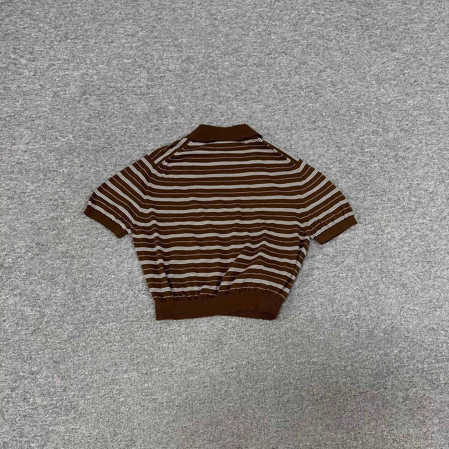 Miu Miu MIU MIU Brown Stripe Short Polo Knit Top Size XS / US 0-2 / IT 36-38 - 3 Thumbnail